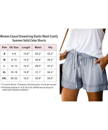 Women's Comfy Drawstring Elastic Waist Shorts | Summer Beach Lightweight Pants with Pockets - Light Blue - Buy Online on GoSupps.com