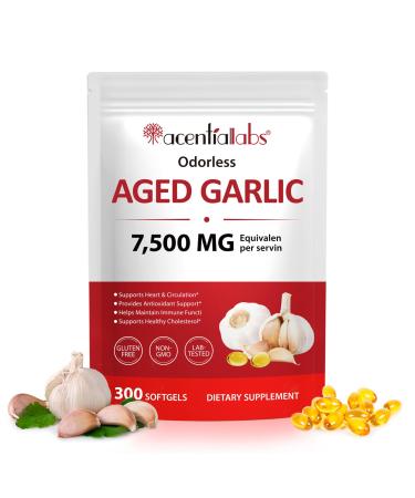 Maaoun Aged Garlic Extract Capsules 300 Softgels | Odorless Aged Garlic Formula from Allium Sativum Bulb | Non-GMO Gluten Free Herbal Garlic Supplements for Daily Wellness