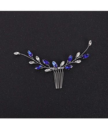 Fxmimior Blue Crystal Rhinestone Hair Comb - Bridal Silver Side Combs for Women - Buy Online on GoSupps.com