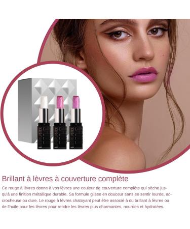  BommFu Glitter Lipstick | 3 Lipsticks with Luminous Finishes - Anti-smudge - For Everyday Routine Commuting Valentine's Day Holidays Women Girls Parties Travel Office - Buy Online on GoSupps.com