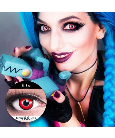 Emine Pink White Colored Contact Lenses - Manga Anime (2 Pack) | Soft 12 Monthly Lenses + Free Container | Perfect for Halloween & Carnival - Buy Online on GoSupps.com