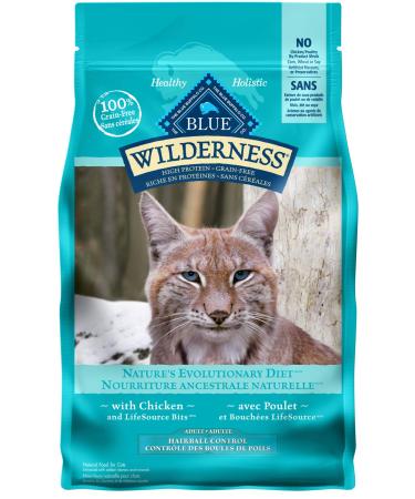 Blue Buffalo Wilderness High Protein Grain Free Natural Adult Indoor Hairball Control Dry Cat Food Chicken 2.2kg bag kibble Medium Bag Small Bag Hairball Control
