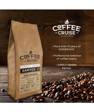 COFFEE CRUISE Santos Coffee Beans 1 kg - Medium Roast - Aromatic Caramels - For all Coffee Machines - 100% Arabica - Buy Online on GoSupps.com