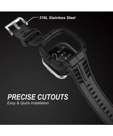 Fitbit Versa 2 Bands with Protective Case - Rugged Sport Wristbands in Black - Buy Online on GoSupps.com