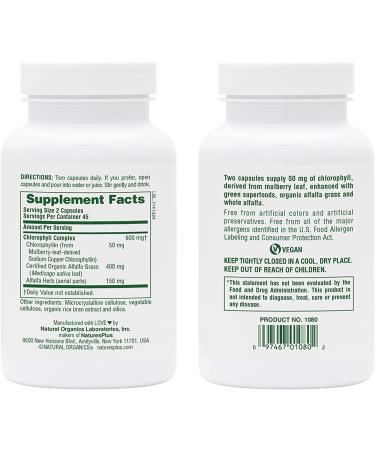 Nature's Plus Chlorophyll Complex - 90 Capsules for Detox & Energy Boost - Buy Online on GoSupps.com