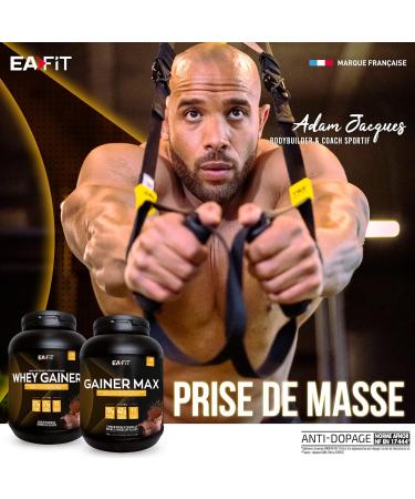 Eafit GAINER MAX 1.1 kg Vanilla Hazelnut Eco Format 6 Pots - Bodybuilding Protein - Whey + Egg - Mass Gain - Mineral Vitamins - 108 Servings - Certified Anti-Doping - Black - 6 x 1.1 kg - Buy Online on GoSupps.com