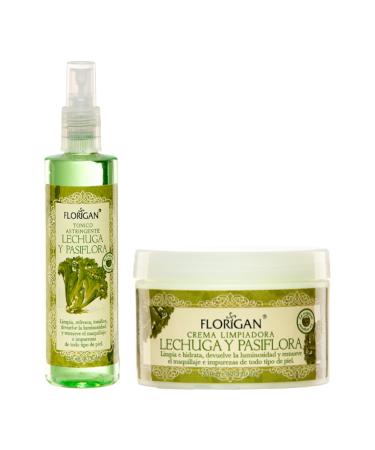 Astringent Face Tonic & Cold Cream Makeup Remover Set Lechuga and Pasiflora Florigan