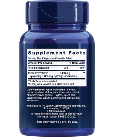 Life Extension FLORASSIST Prebiotic Chewable Tablets - Natural Strawberry Flavor, 60 Count - Buy Online on GoSupps.com