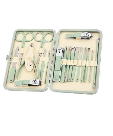 18-in-1 Manicure Set for Men & Women - Professional Nail Grooming Kit with Leather Case - Aceoce Mint Green - Buy Online on GoSupps.com