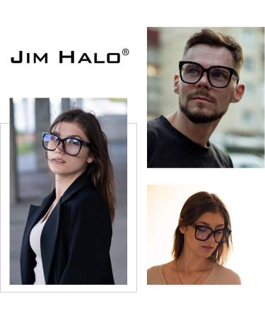 JIM HALO Blue Light Blocking Glasses for Women - Oversized Square Computer Glasses with Metal CP Temples in Gray Tortoise - Stylish Eye Protection for Work & Play - Buy Online on GoSupps.com