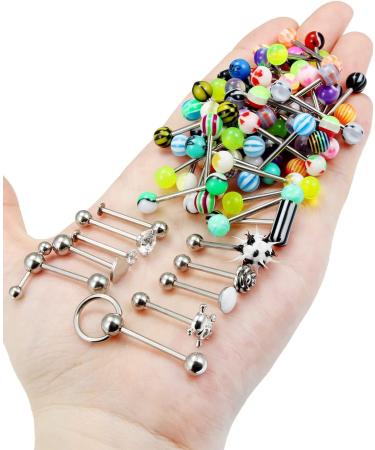 14g Acrylic Balls Tongue Rings | Surgical Stainless Steel Piercing Jewelry for Men & Women - Buy Online on GoSupps.com