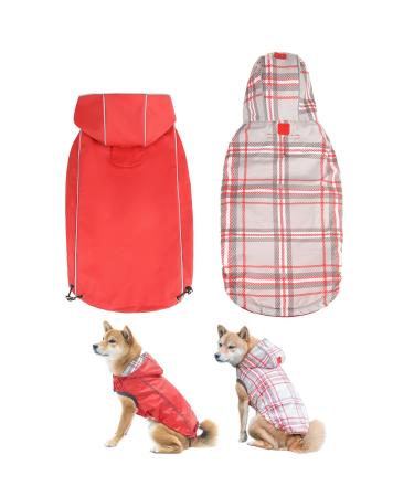 DILLYBUD Reversible Dog Raincoat Jacket for Small Medium Large Dogs, Reflective Waterproof Windproof Hooded Slicker Poncho Puppy Dog Clothes for Spring Summer, Stylish Jacket for Dogs Girls Boys Small REVERSIBLE ORANGE