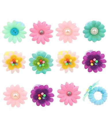 50 Pcs Cute Flower Elastic Hair Ties for Girls - Multicolor Candy Toddler Scrunchies - Soft Ponytail Holders by Zifengcer - Buy Online on GoSupps.com