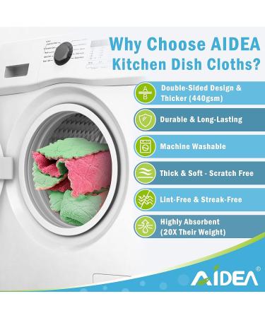 AIDEA Kitchen Dish Cloth 12-Pack - Super Absorbent Coral Fleece Dish Cloths - Premium Microfiber Cleaning Cloths - Fast Drying & Reusable Dish Rags - Buy Online on GoSupps.com