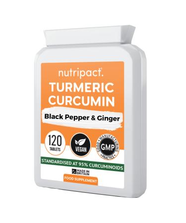 Turmeric Tablets 5000mg with Black Pepper and Ginger 95% Curcuminoids 120 High Strength Tumeric Curcumin Supplements (Not Turmeric Capsules or Powder) Vegan & Gluten Free