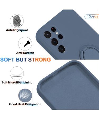 13peas Silicone Case for Samsung Galaxy S22 Ultra 5G (2022) Ring Case Upgrade 360 Degree Holder Stand Mobile Phone Case with Strap Chain Magnetic Car Holders Cover with Inner Microfibre (Blue) - Buy Online on GoSupps.com