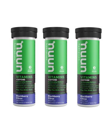 Nuun Vitamins + Caffeine: BlackBerry Citrus Supplement (3 Tubes of 12 Tabs)3 12 Count (Pack of 3)
