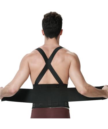 Lumbar Support Belt with Suspenders for Men - Black (Size S)