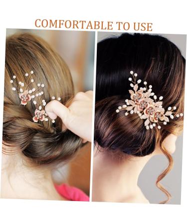 1 Set Leaf Pearl Hairpin Hairclip Hair Combs Barrettes for Thick Hair Wedding Hair Side Comb Hair Comb Clip Hair Fork Clip Prom Hairpin Fork Hair Forks for Buns Hair Clips Metal FRCOLOR - Buy Online on GoSupps.com