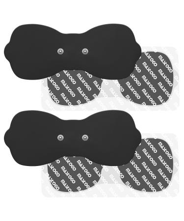 Wireless Tens Unit Electrode Pads with Standard 3.5mm Snap-in Connector Tens Unit Replacement Pads Reusable Self Adhesive Electrodes with Premium Quality Non-Irritating Design (Black)