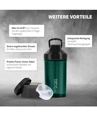 720 DGree Fitness Shaker Ubershaker 550ml - Leakproof BPA-Free Protein Mixer Cup for Creamy Shakes - Premium Gym & Workout Nutrition in Emerald Green - Buy Online on GoSupps.com