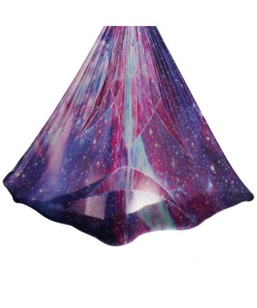 F.Life Aerial Yoga Hammock 5.5 yards Premium Aerial Silk Fabric Yoga Swing for Antigravity Yoga Inversion Include Daisy Chain,Carabiner and Pose Guide Starry Sky