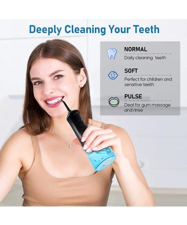 Portable Cordless Water Flosser with 300ML Tank - Rechargeable & Waterproof - 3 Modes 4 Tips - Black - Buy Online on GoSupps.com