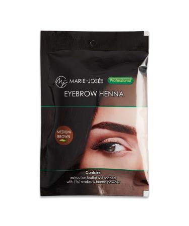 Marie-Jos  & Co Henna Eyebrow Tint Medium Brown Dye  Eyebrow for Spot Coloring  Long-Lasting Eyebrow Powder  Water & Smudge Proof  5 Sachets  Good for 50 Applications