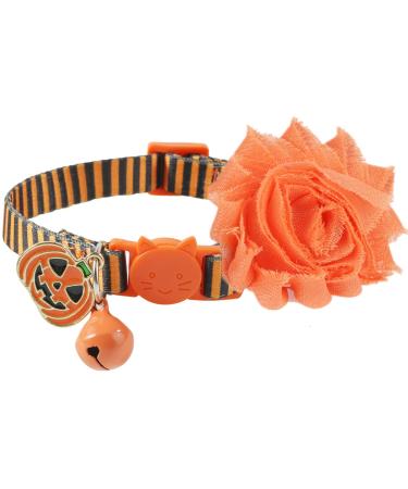 BoomBone Fall Cat Collar with Bell and Pumpkin Charm