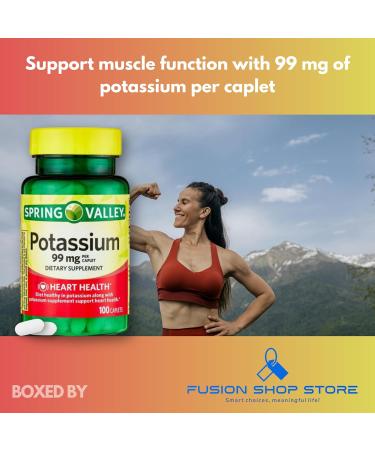 Potassium 99mg- 100 Caplets (Pack of 1) Boxed by Fusion Shop Store - Buy Online on GoSupps.com