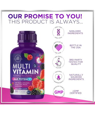 Liquid Multivitamin - Sugar Free Daily Multi Vitamin for Women Men & Kids Vitamins A C D B-12 Biotin & Zinc - Supports Faster Hair Growth & Skin Wrinkles Vegan Non-GMO Berry Flavor 15 Fl Oz - Buy Online on GoSupps.com