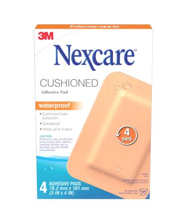 Nexcare Cushioned Adhesive Pad AWP-34-CA Waterproof 3 in x 4 in (76.2 mm x 101 mm) 4/Pack