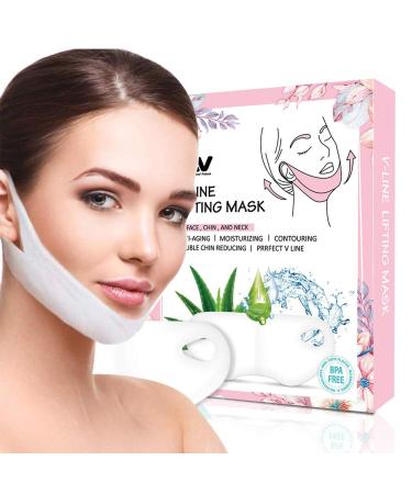V Line Mask, Chin Up Patch, Double Chin Reducer, V-Shape Lifting Up Face Mask - Anti Age Face Slimming Lifting Patch for Wrinkles, Tightening Firming Face & Neck - 5 Strips