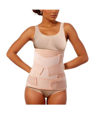 Gravitatez 3 in 1 Postpartum Belly Wrap Post Pregnancy Slimming Girdle C Section Recovery Belt After Birth Postnatal Abdominal Bandit Cesarean Waist Belt Body Shaper Waist Shapewear (Skin XL) XL Skin