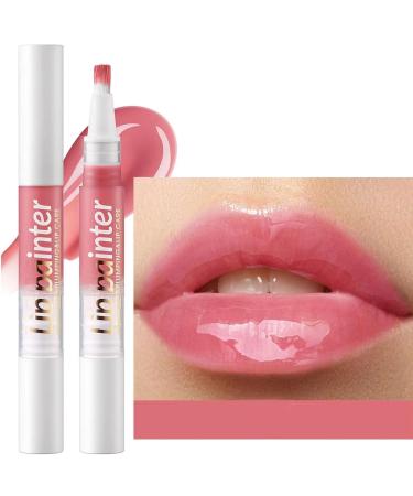 2 in 1 Pink Lip gloss Lip Plumper Gloss Tinted Glitter Shimmer Lipgloss lip oil Lipstick Moisturizing lip balm High Shine And Vegan Plumping Lip Gloss For Women Girls Long-Lasting Dry Lip Care (02 #) 02 # Pink