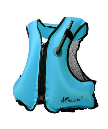 NAXER Swimming Vests for Adults - Inflatable Kayak Safety Jackets for Kayaking Paddling Snorkeling Boating Canoeing - Packable Lightweight Water Sports Jackets for Men and Women 90-160 lbs Blue