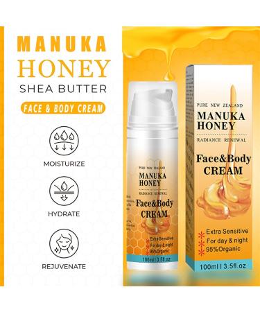 Manuka Honey Face Cream Honey Face Moisturiser Soothes Hydrates Increases Skin Elasticity 2 in 1 Face & Body Moisturiser Body Cream for Face Neck Body 100ml - Buy Online on GoSupps.com