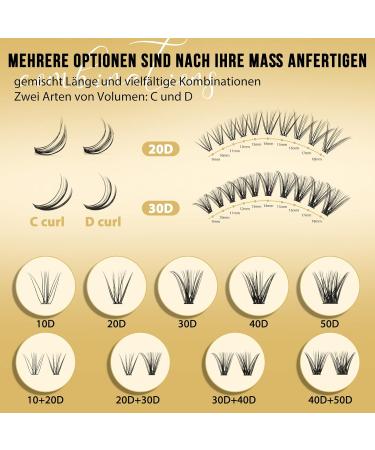 QUEWEL Individual Cluster Lashes - 320pcs 0.07C Curl DIY Eyelash Extensions (20D + 30D 12-18mm Mix) - Natural Look at Home - Buy Online on GoSupps.com