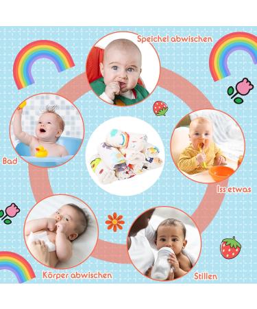 10 Pack Baby Musselin Wash Cloths - Soft Multi-Purpose Towels for Newborns | Ideal for Boys & Girls | 25x25cm - Buy Online on GoSupps.com
