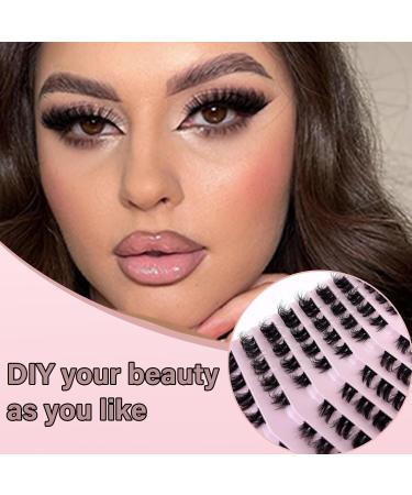 Fluffy Cat Eye Lash Clusters | 12-20MM D Curl Wispy Individual Eyelashes | 64 PCS DIY Extensions by Anforlin - Shop Internationally - Buy Online on GoSupps.com
