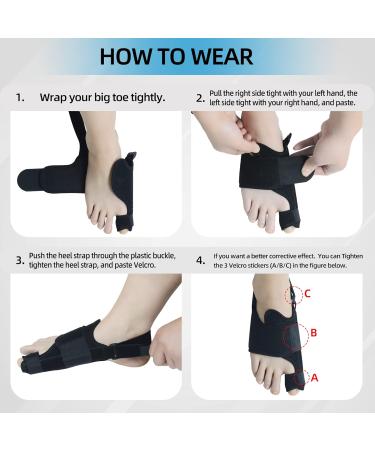 Buy 1 Pair Bunion Corrector for Women & Men - Night Splint & Big Toe Straightener for Pain Relief | Adjustable Bunion Brace in Black - Buy Online on GoSupps.com
