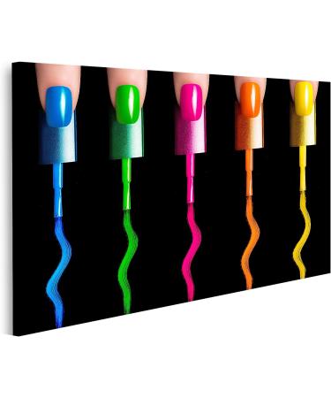 islandburner Five Finger Canvas Picture with Five Nail Polish Brushes Painted in Fluid Colours Manicure and Nail Art Concept Cl Stampe Art Wall Poster - Buy Online on GoSupps.com