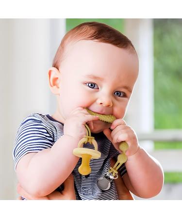 Beadlsee Baby Silicone Pacifier Clip Teether 2-Pack - Toast & Buttercream, Sensory Exploration and Teething Relief for Boys or Girls - Buy Online on GoSupps.com