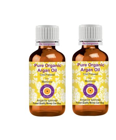 Dev Herbes Pure organic argan oil (Moroccan) (Argania Spinosa) natural therapeutic quality cold -pressed (Pack of Two) 100ml X 2 (6.76 oz) 100 ml (2 -pack)