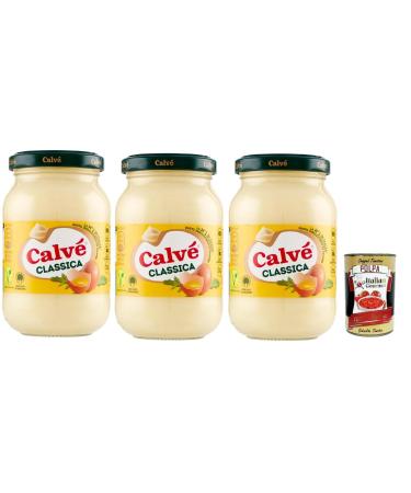 Italian Gourmet E.R. Calv Maionese Classica Sunflower Oil - Perfect for Sandwich and Cantee No Preservatives and Sugar Gluten Free 225ml + Polpa Italian Gourmet 400g