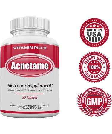 Acnetame Acne Pills 30 Day Treatment for Clear Skin - 30 Servings (Pack of 1) - Buy Online on GoSupps.com