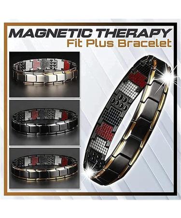 2 Pack Energy Balance Bracelet - Elegant Magnetic Therapy Stainless Steel Bracelets (Black-Gold) for Optimal Wellness - Buy Online on GoSupps.com