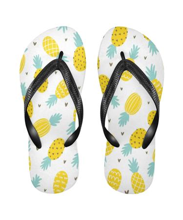 Mnsruu Pineapple Heart Flip Flops Home Hotel Spa Bedroom Travel M for Men Women Large Multicolor