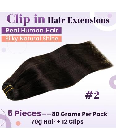 LAAVOO Brown Clip-in Hair Extensions - Real Remy Hair 30cm 70g 5 Pieces Dark Brown #2 - International Shipping Available - Buy Online on GoSupps.com
