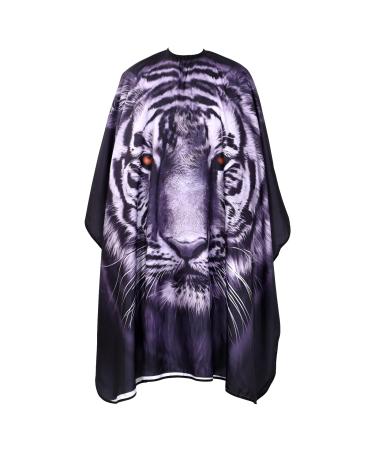 Barber Cape Salon Haircut Cape Tiger Print Hair Cutting Cape with Adjustable Closure Polyester Hairdresser Cape